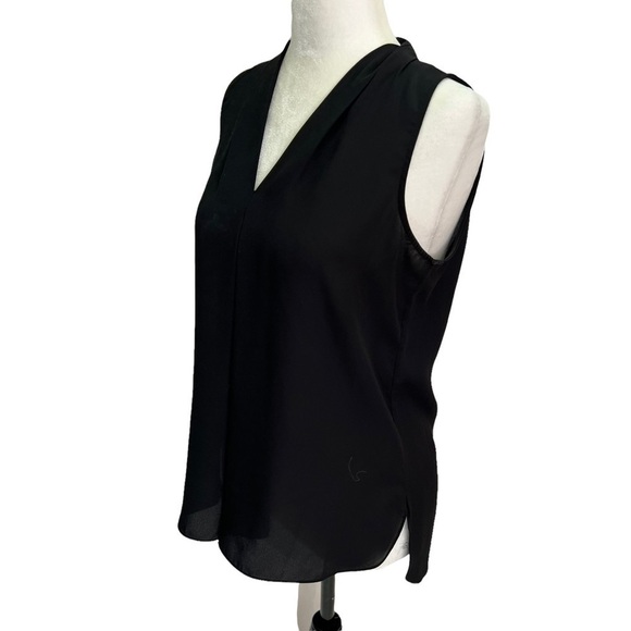 Vince Camuto Black Shirred High/Low V-Neck Tank Size XS - Picture 5 of 11